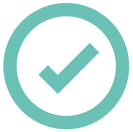 A green check mark in a circle on a white background.