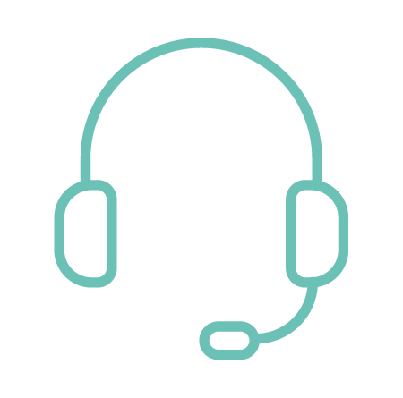 A line drawing of a headset with a microphone attached to it.