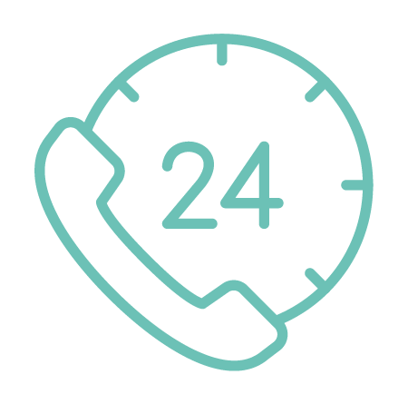 An icon of a phone with the number 24 on it.