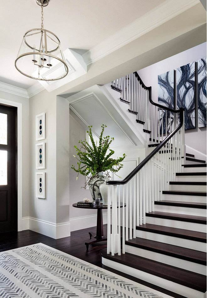 There is a staircase in the middle of the room.