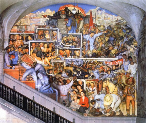 Un grand tableau sur un mur avec un panneau indiquant « votez »