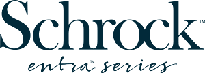 Schrock entra series logo in dark teal script on a white background