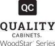 QC Quality Cabinets WoodStar Series logo in black and white