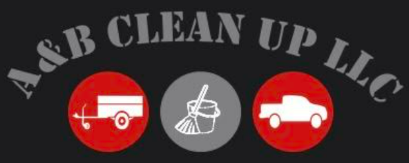 A&B Clean Up LLC logo with three circular icons: truck, broom, and car