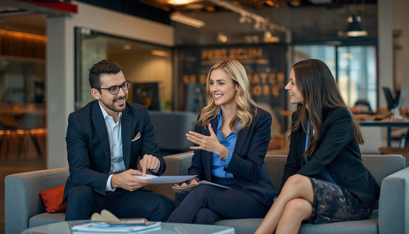 Real estate agents in Abilene, Texas meeting with a homebuyer to discuss a property purchase