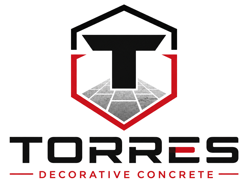TORRES Decorative Concrete logo with black, red, and gray geometric design