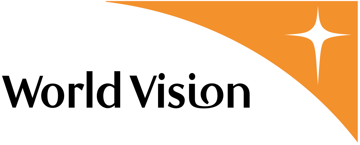 World Vision logo with black text and orange starburst corner