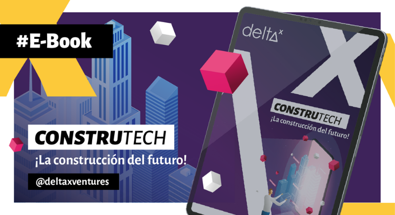 Se muestra un libro electrónico sobre construtech en una tableta