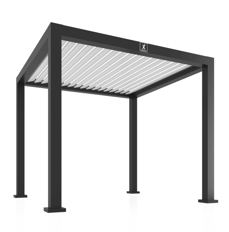 Modern black louvered pergola Modern black louvered pergola