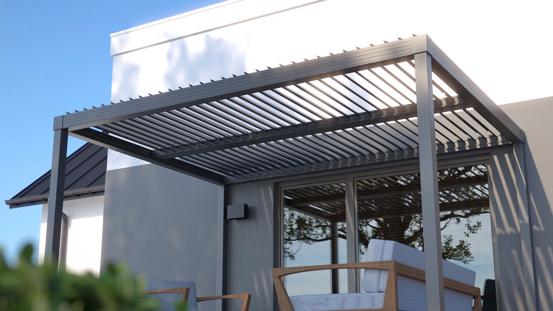 Modern louvered pergola
