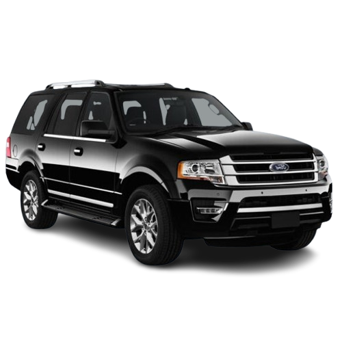 A black ford expedition is shown on a white background.