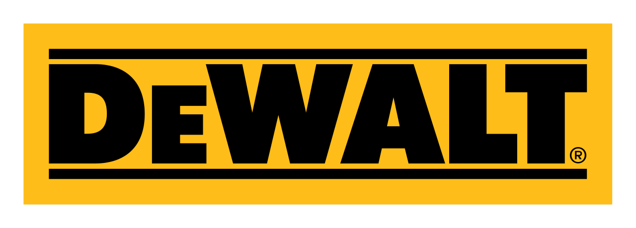 A black and yellow dewalt logo on a white background