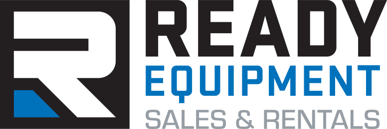A logo for ready equipment sales and rentals