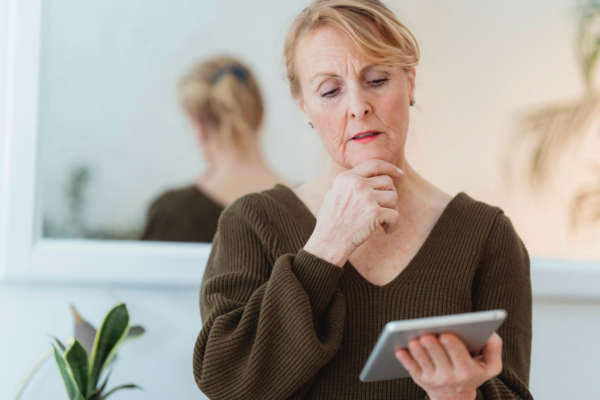 Senior woman thinking Senior woman thinking
