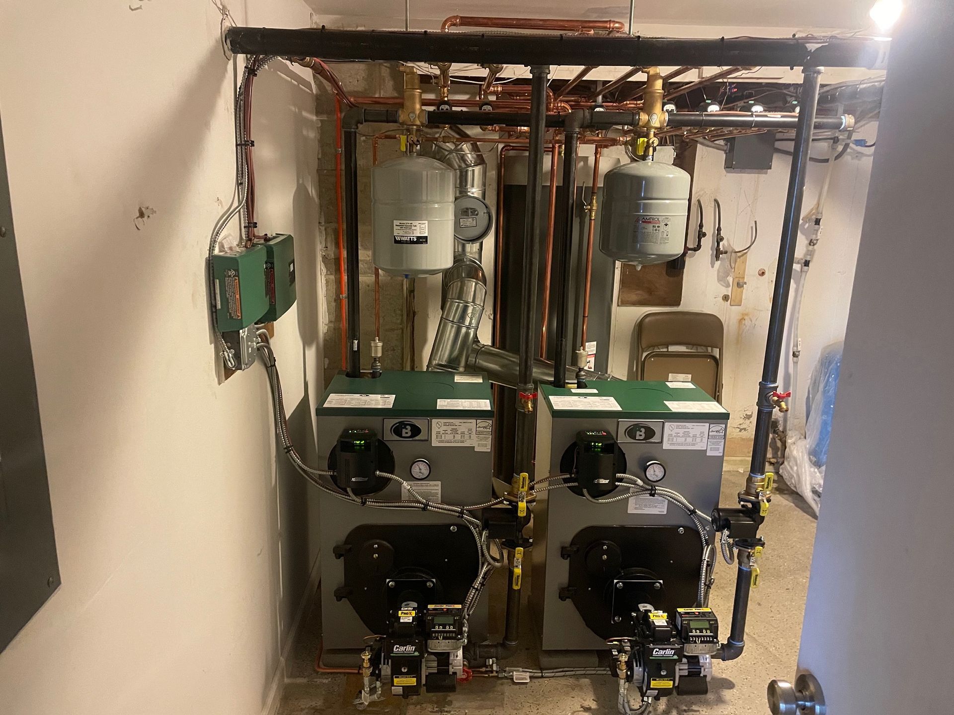 Boiler installation with new controls and piping