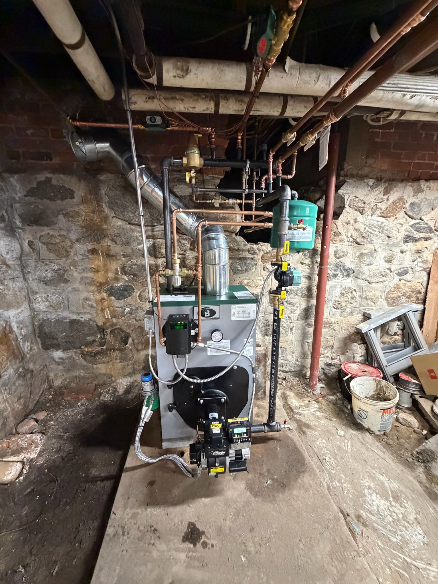Completed boiler and piping installation