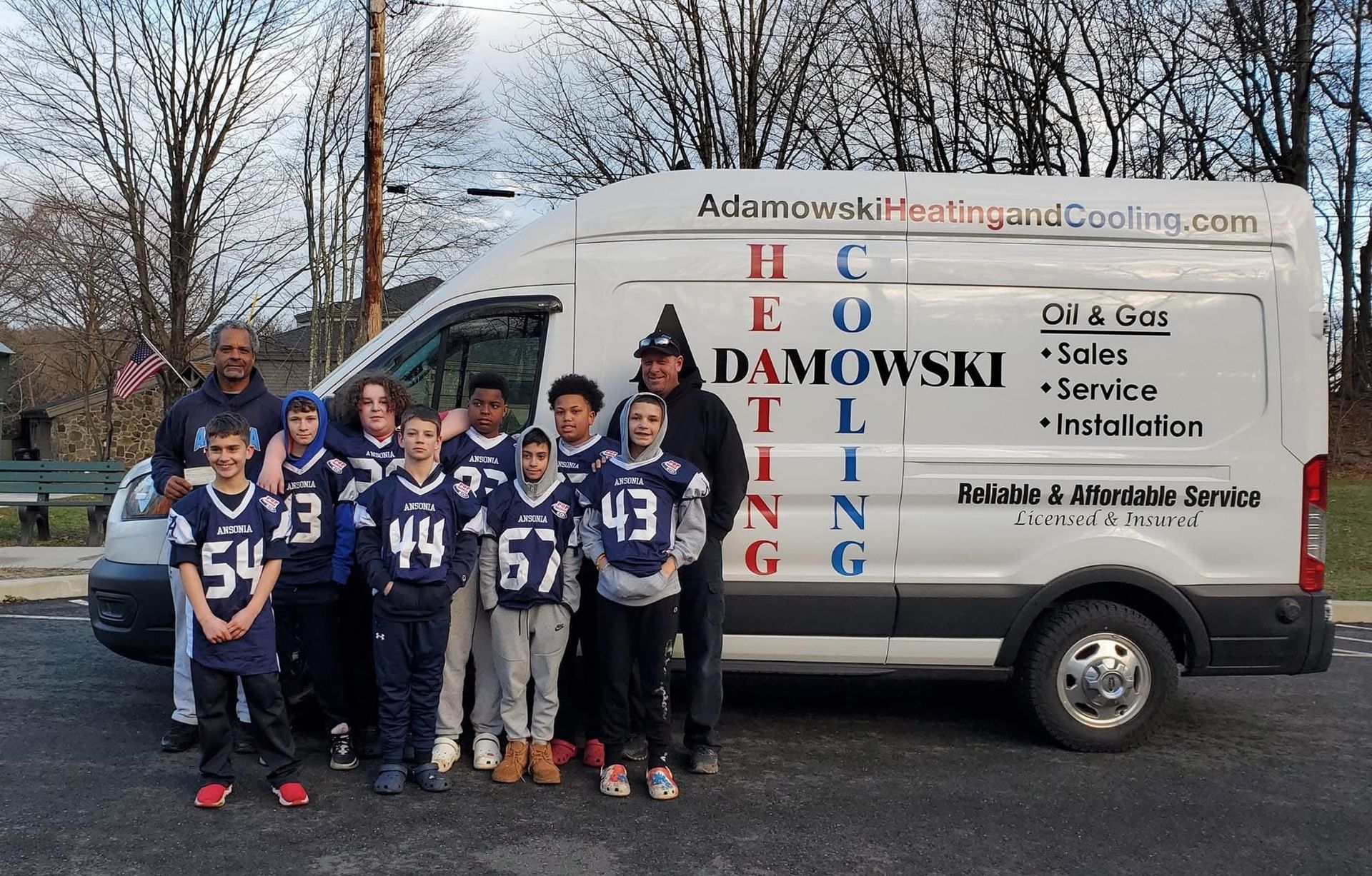 Adamowski Heating and Cooling sponsoring Ansonia Youth Football