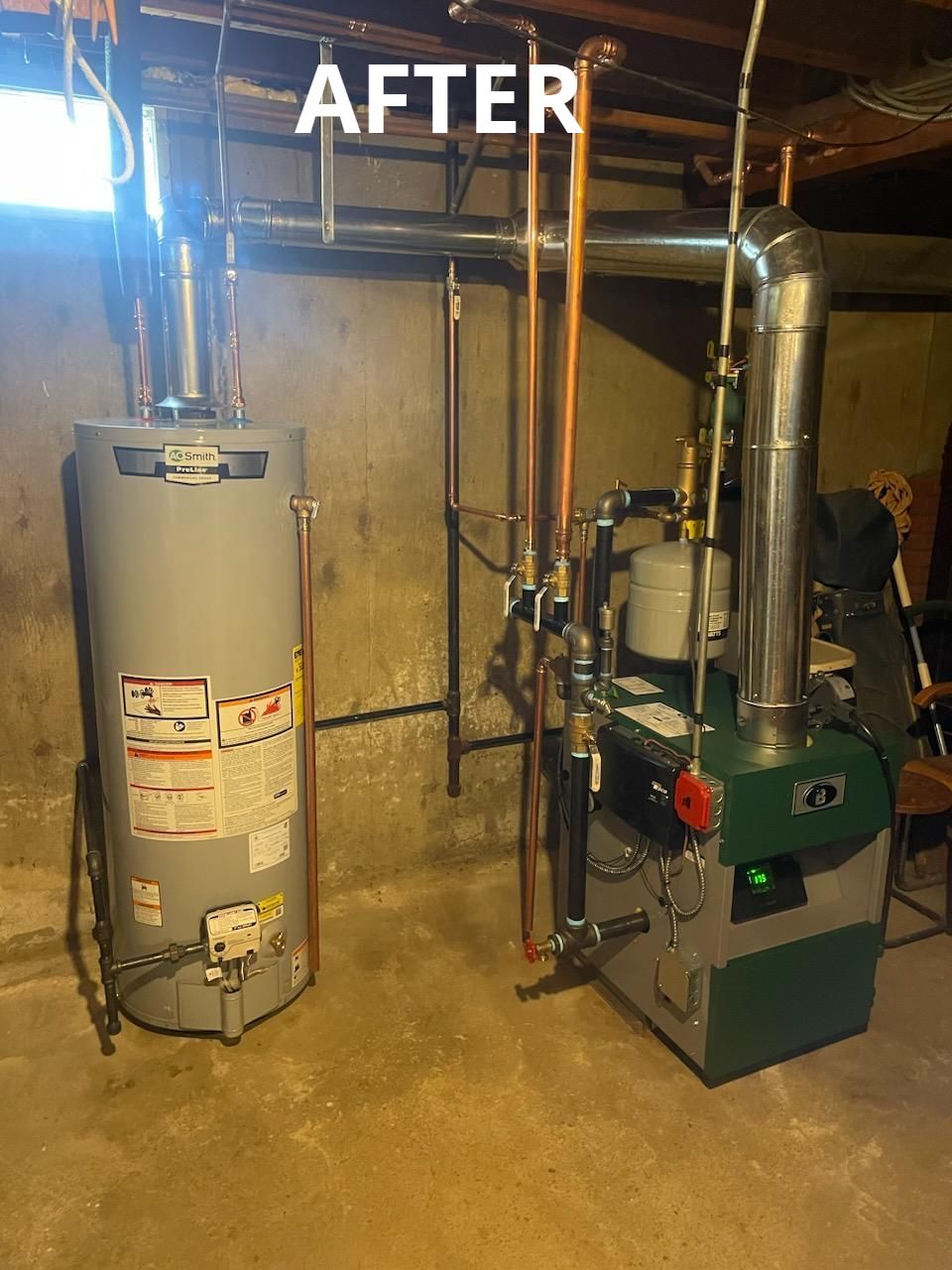 Completed residential water heater installation