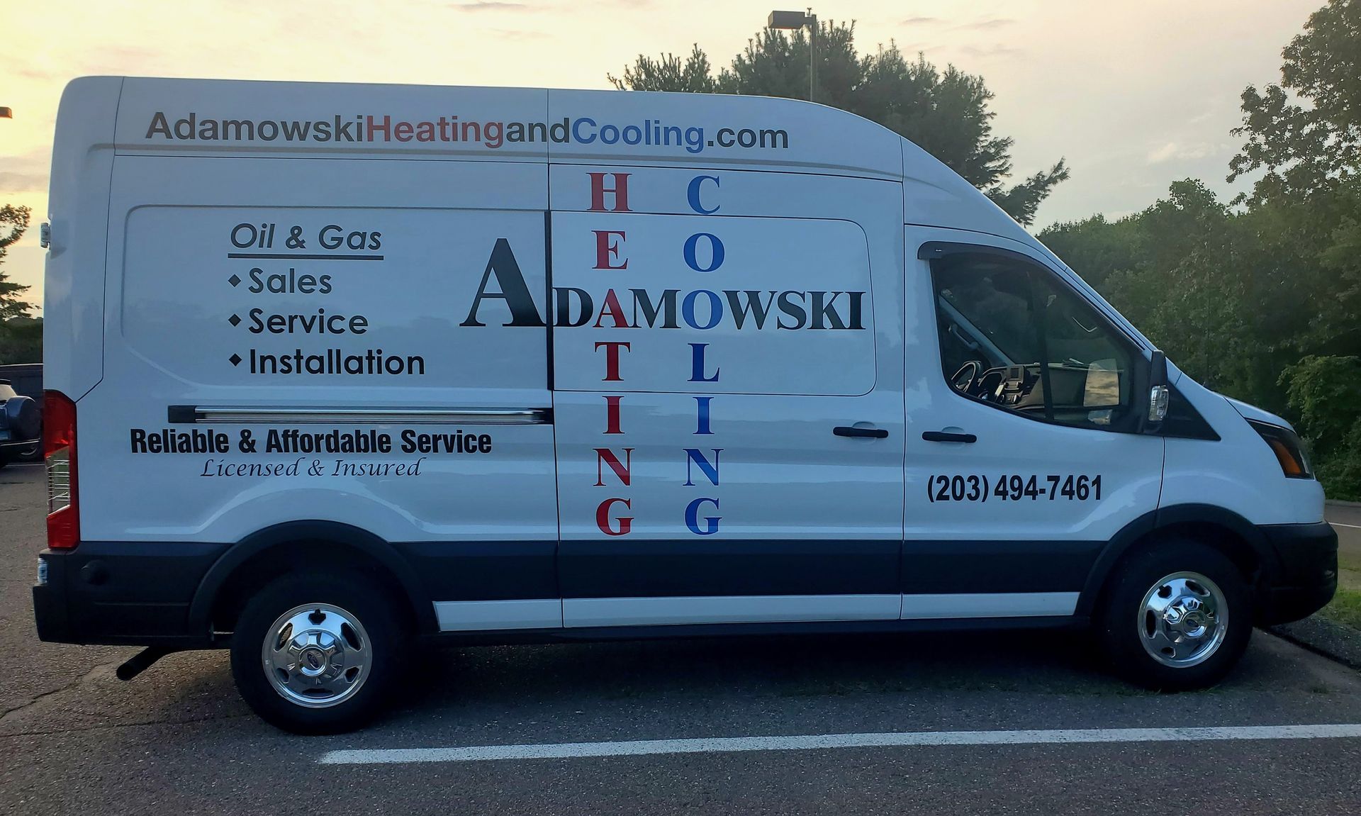 Adamowski Heating and Cooling service van