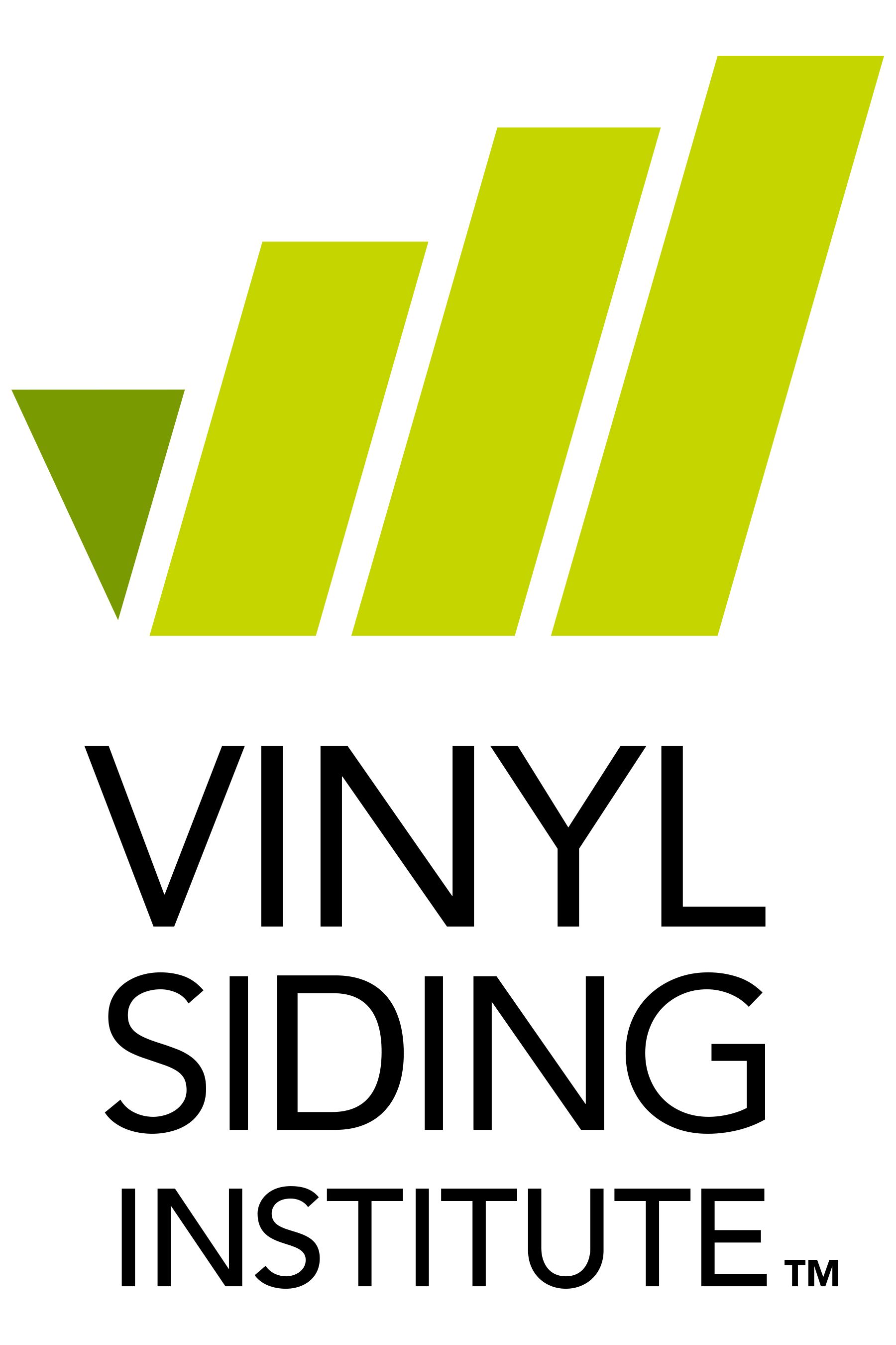 Logo of the Vinyl Siding Institute: Green upward steps with text
