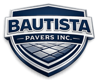 Logo for Bautista Pavers Inc., a shield with the company name and a paver design.