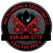 Pro Plumbing & Gasfitting LLC logo with red tools, blue water drop, phone number, and “Call the Pros” text