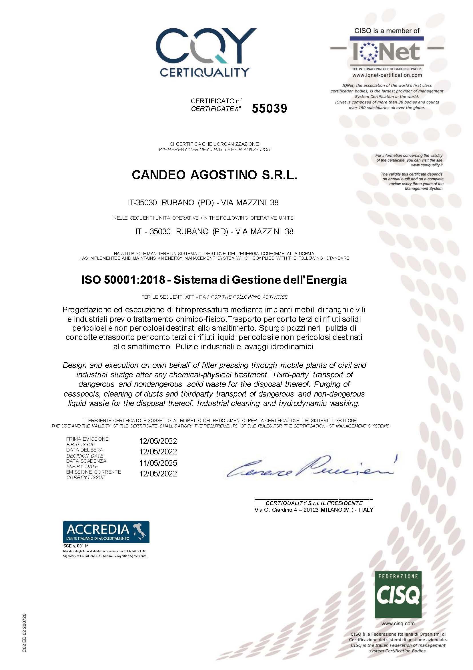 Certificato CQY, rilasciato a Cardio Magister SRL con informazioni sulla certificazione e loghi.