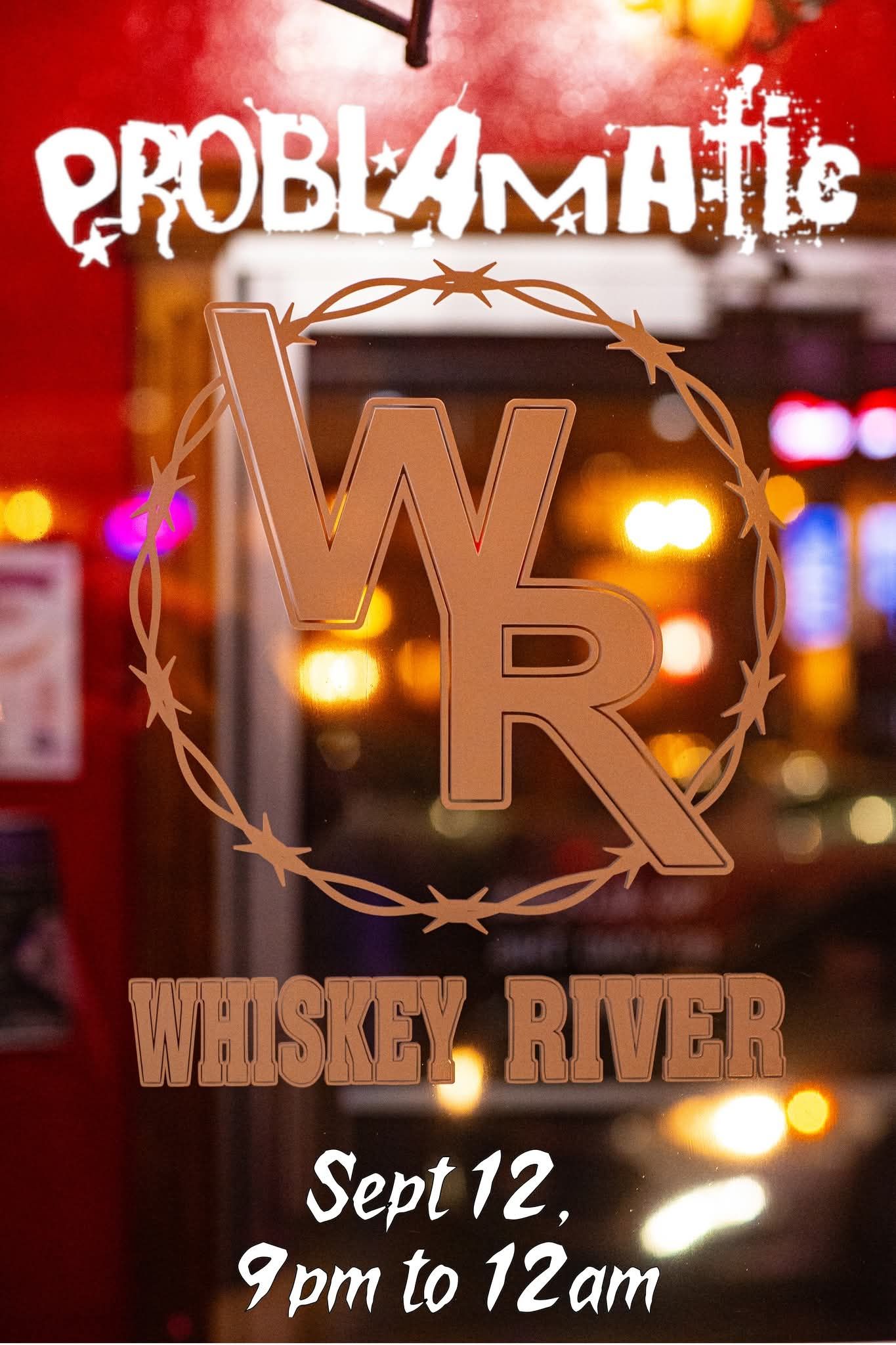 Concert poster for Problamatic and Mr. Biver, Sept. 12, 9 p.m. to 1 a.m., with glowing lights and WR logo