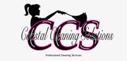 Coastal Cleaning Solutions logo, with a woman cleaning the letter "S" with a duster. Text: CCS, "Coastal Cleaning Solutions".