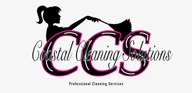 Coastal Cleaning Solutions logo, with a woman cleaning the letter "S" with a duster. Text: CCS, "Coastal Cleaning Solutions".