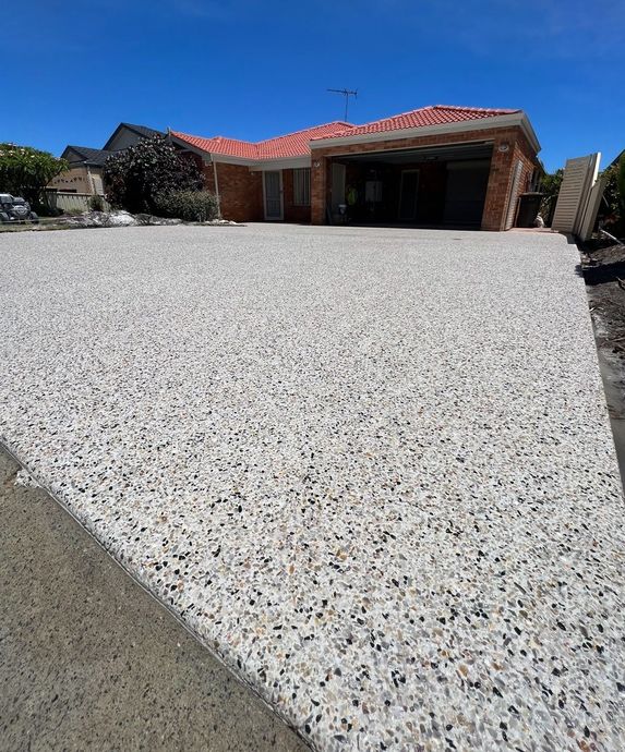 exposed aggregate driveway Decorative Concrete Garage