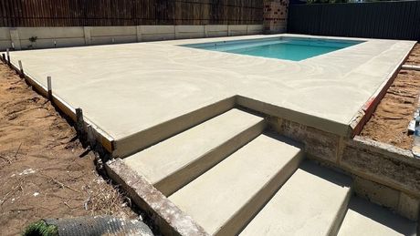 Liquid limestone around pool and under patio Liquid limestone around pool and under patio