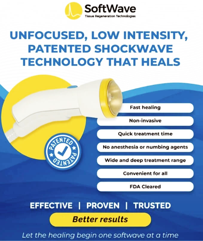 An advertisement for a shockwave technology that heals