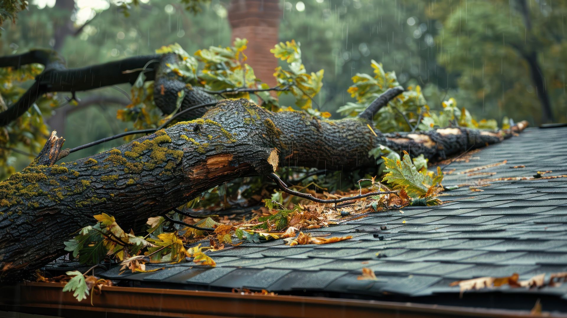 tree that fell on roof due to a storm in settle