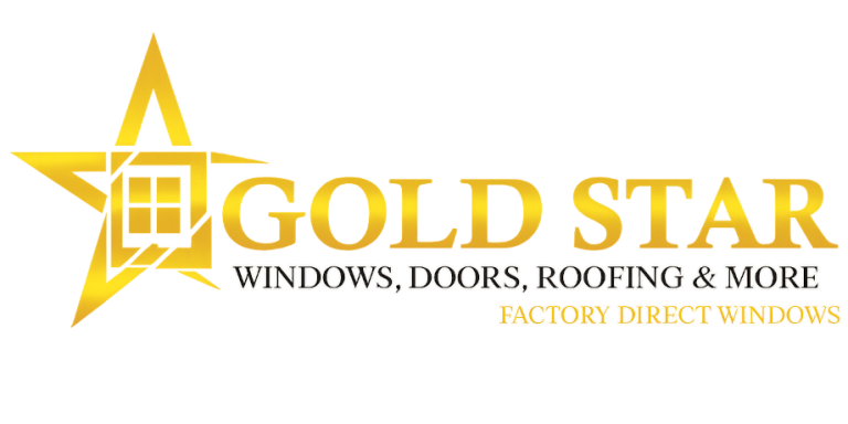 Gold Star logo with yellow star and gold text reading “Windows, Doors, Roofing & More”