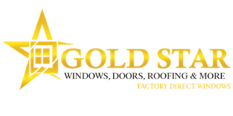 Gold Star logo with yellow star and gold text reading “Windows, Doors, Roofing & More”
