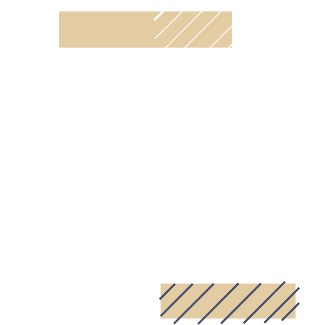 Two beige diagonal-striped bars, one near the top and one near the bottom, on a white background