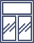 Simple line icon of a window with two open panes