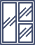 Outlined window icons with four panes and diagonal stripes, resembling a UI control or decorative graphic