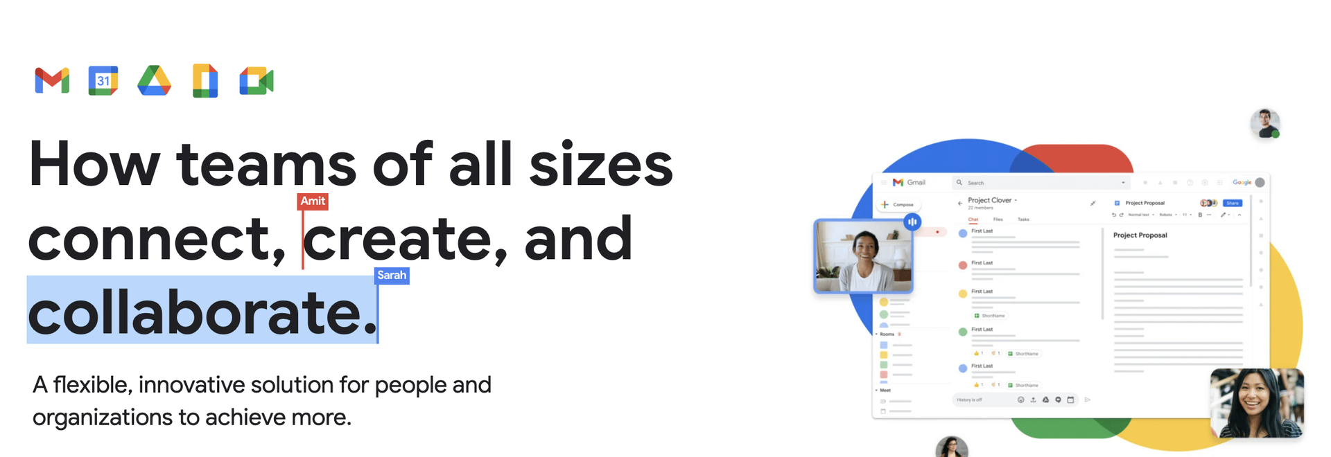 A banner that says `` how teams of all sizes connect , create , and collaborate ''