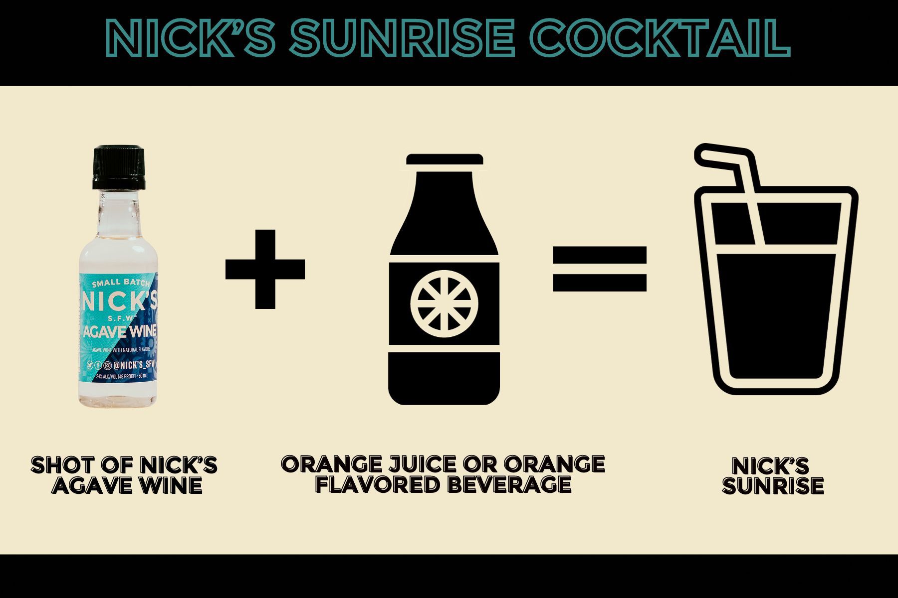 A recipe for nick 's sunrise cocktail with orange juice or orange flavored beverage