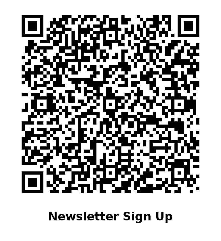 QR code for newsletter sign up on a white background