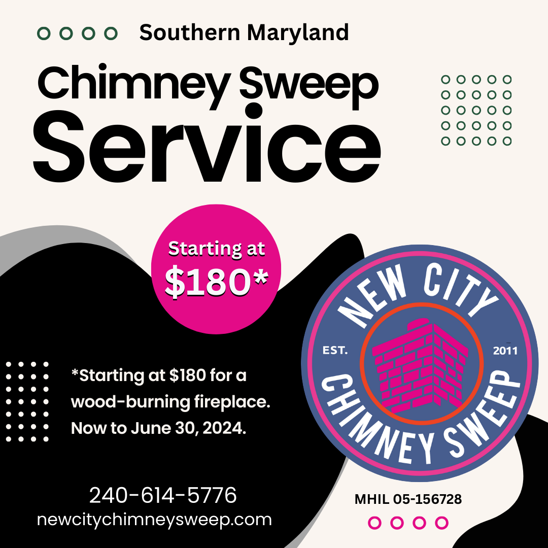 An advertisement for a chimney sweep service in southern Maryland