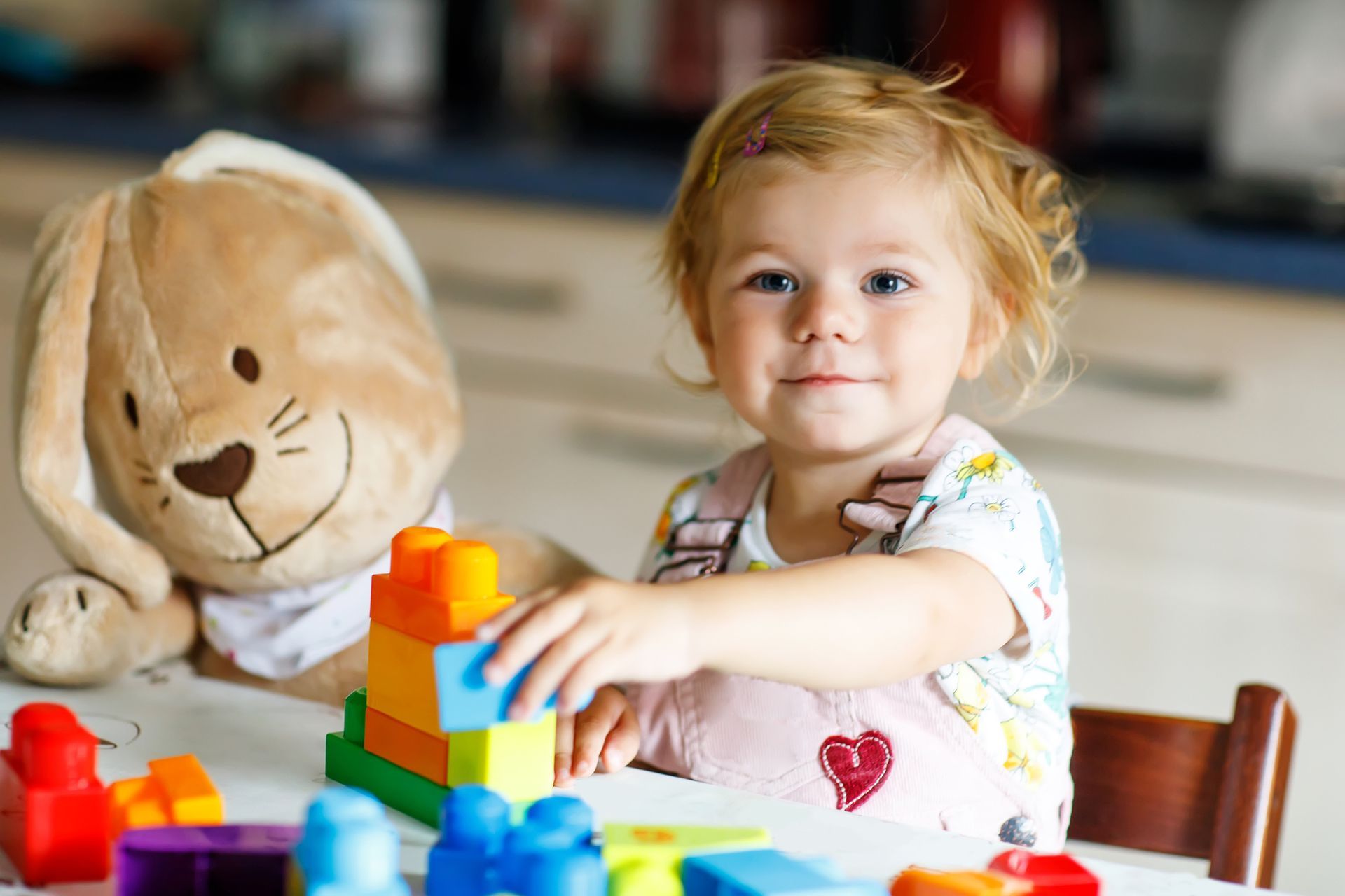 Little Girl Playing with Building Blocks - Pendleton, IN - Assent Therapy ABA