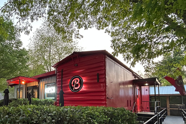 Brookshire BBQ's iconic red caboose in Madison Georgia