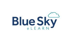 Blue Sky eLEARN logo in blue and teal with a cloud icon above the text