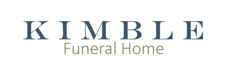 Kimble Funeral Home logo with gray serif text on a white background
