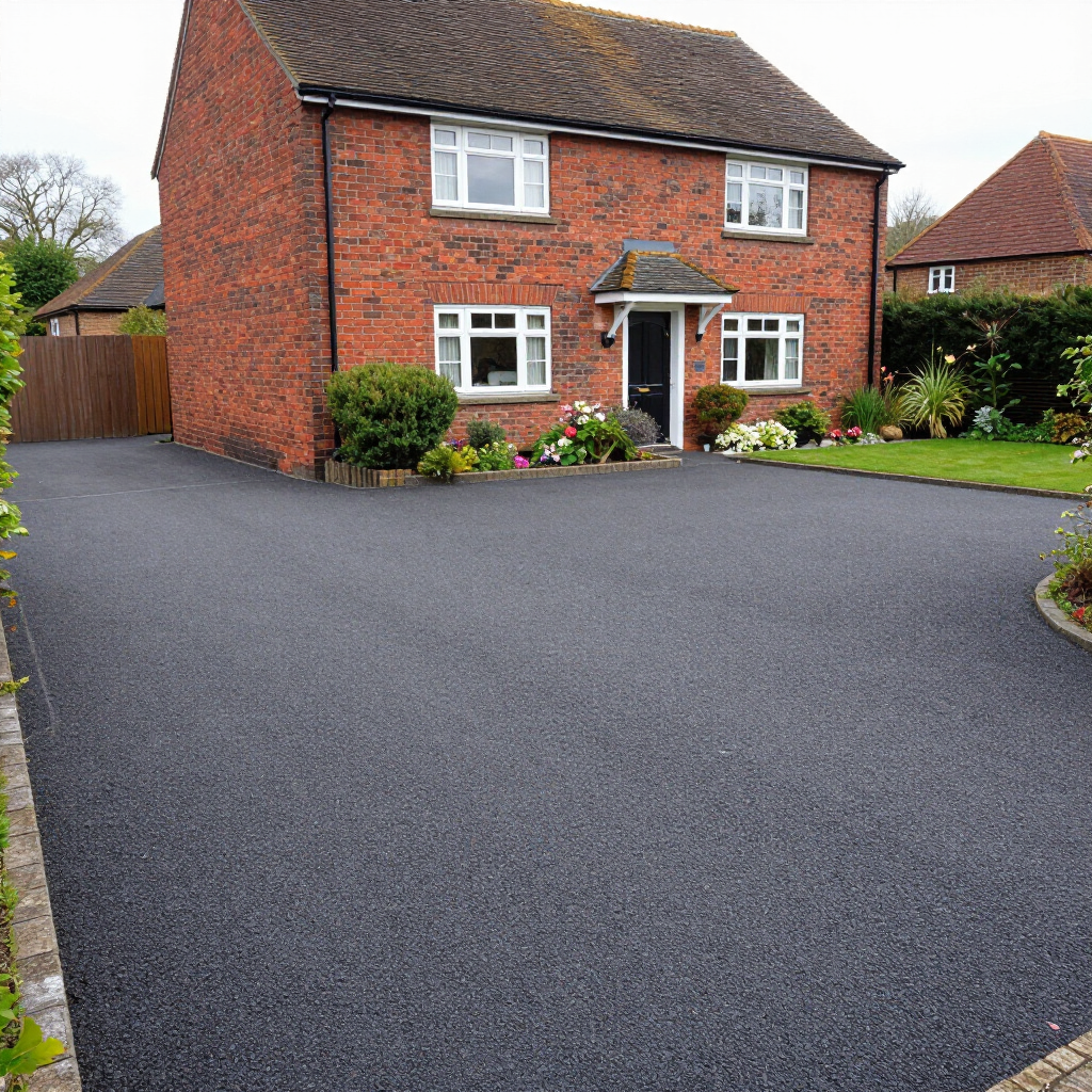 Close-up of dark gray textured pavement with intersecting seams