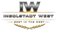 Ingolstadt West logo with metallic IW letters, “BEST IN THE WEST,” and gold laurel accents