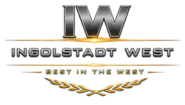 Ingolstadt West logo with metallic IW letters, “BEST IN THE WEST,” and gold laurel accents